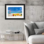 Yellow Kayaks on Tropical Beach Wall Art