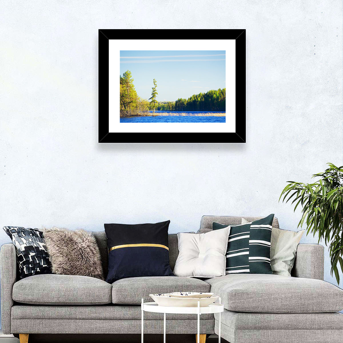 Summer Forest Lake Shoreline Wall Art