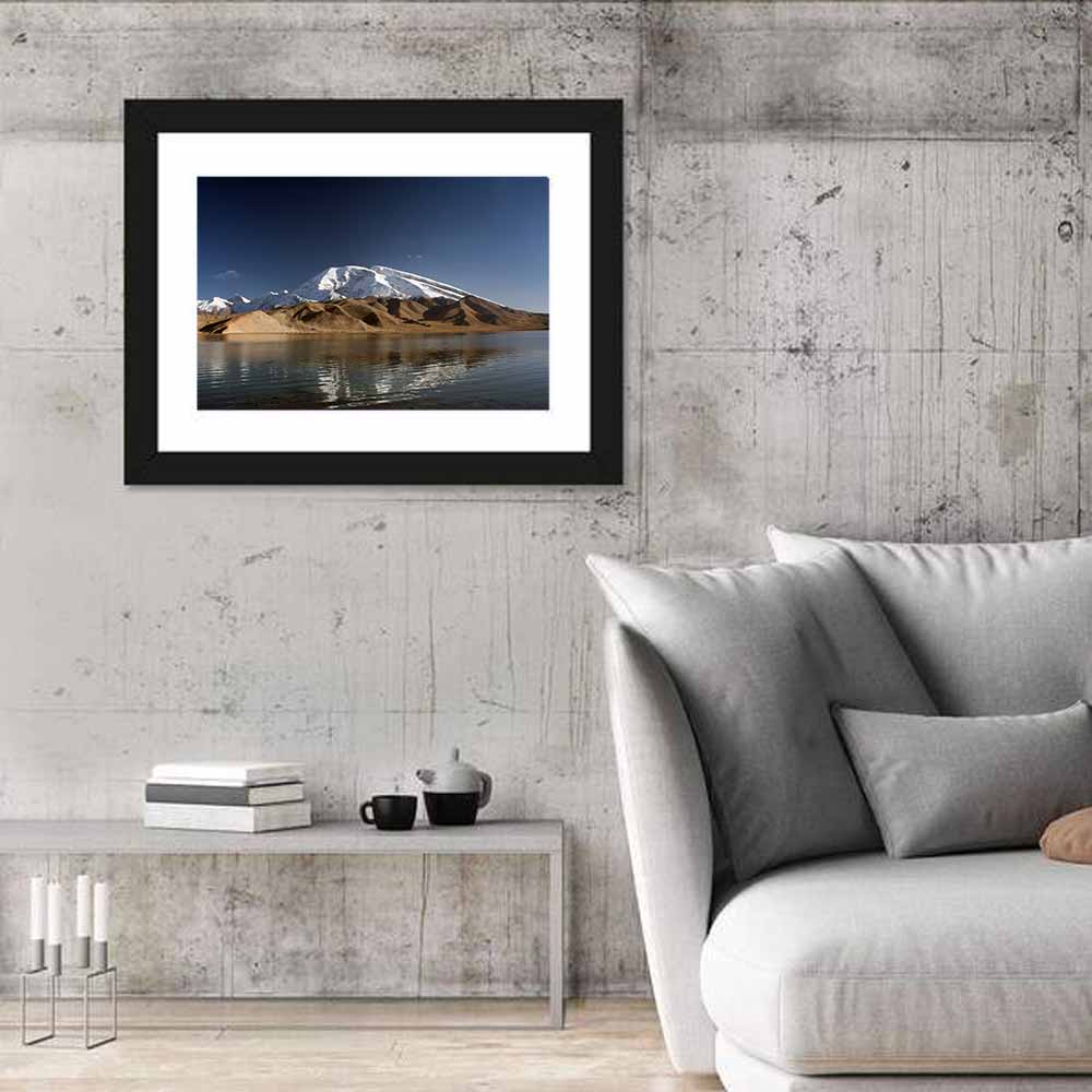 Karakul Lake Reflection Wall Art in a room, landscape