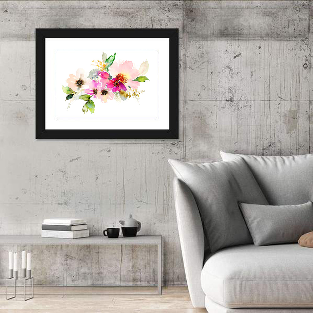 Delicate Pink Floral Watercolor Wall Art