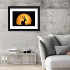 Buck Silhouette Under Red Moon Wall Art
