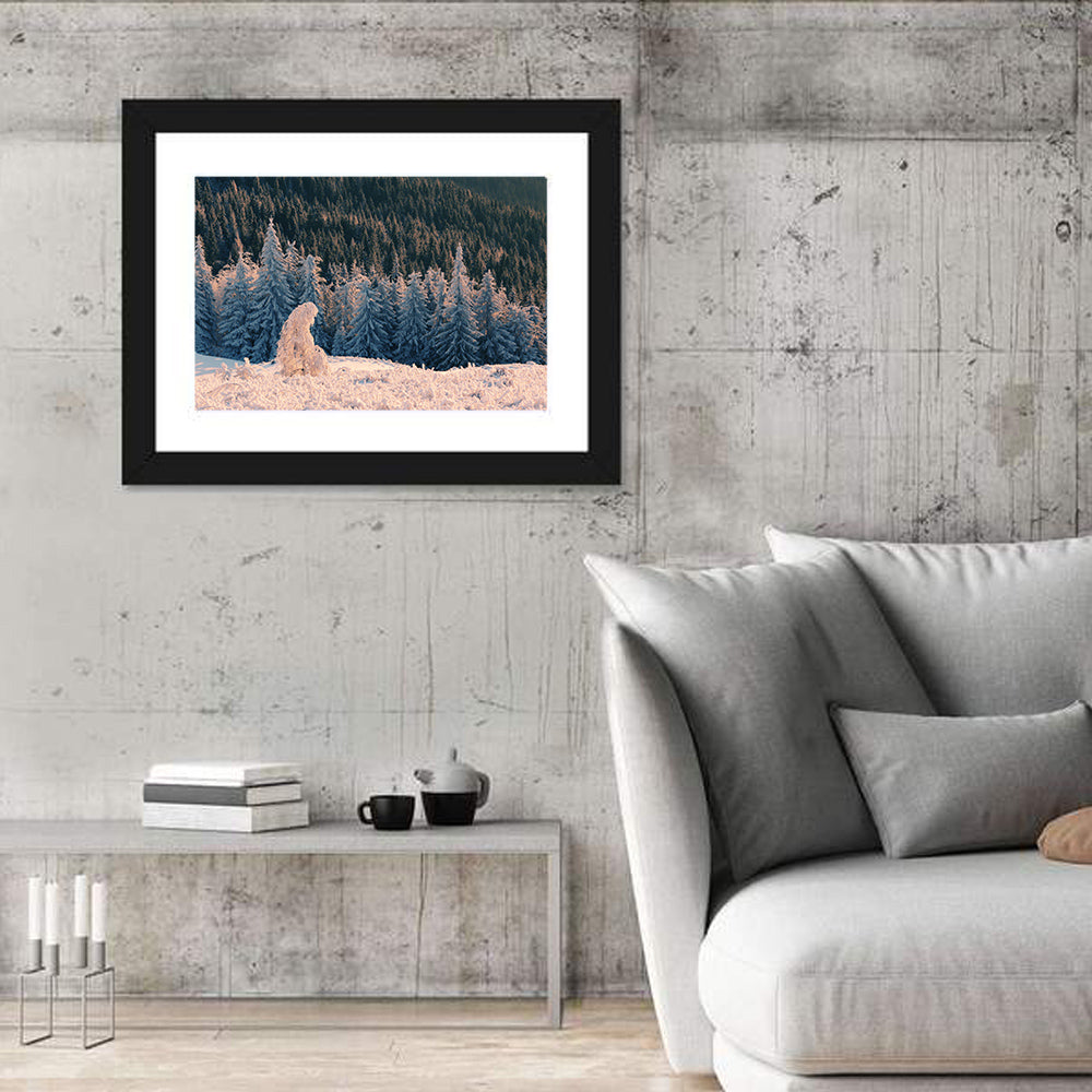 Carpathian Forest at Golden Hour Wall Art in a room, landscape