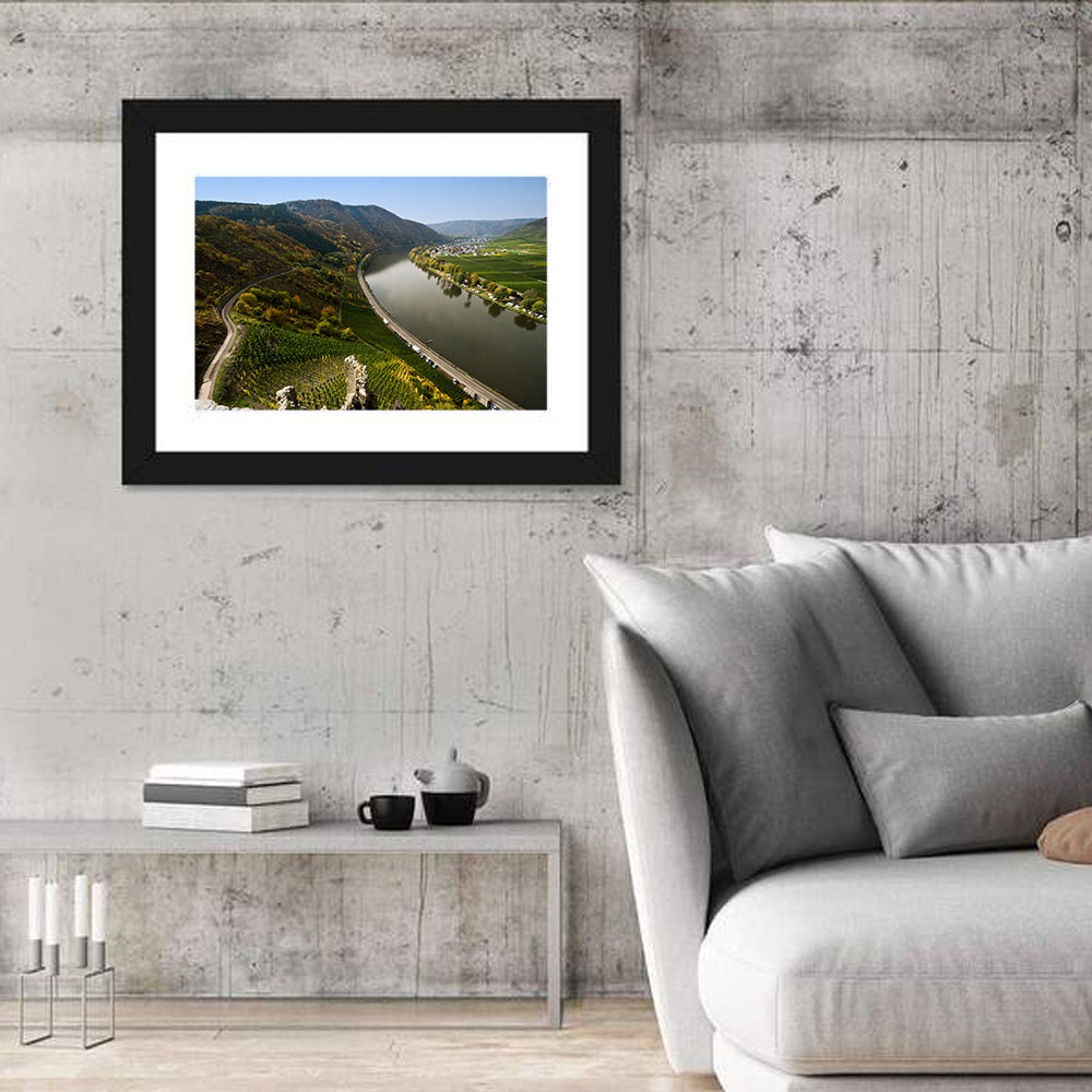 Mosel Valley at Bremm, Germany Wall Art in a room, landscape