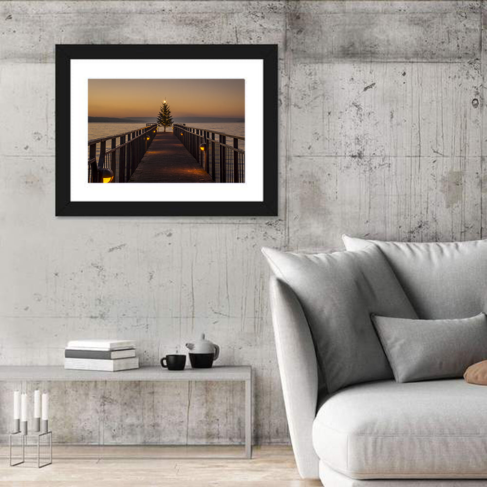 Skaneateles Lake Pier Wall Art in a room, landscape