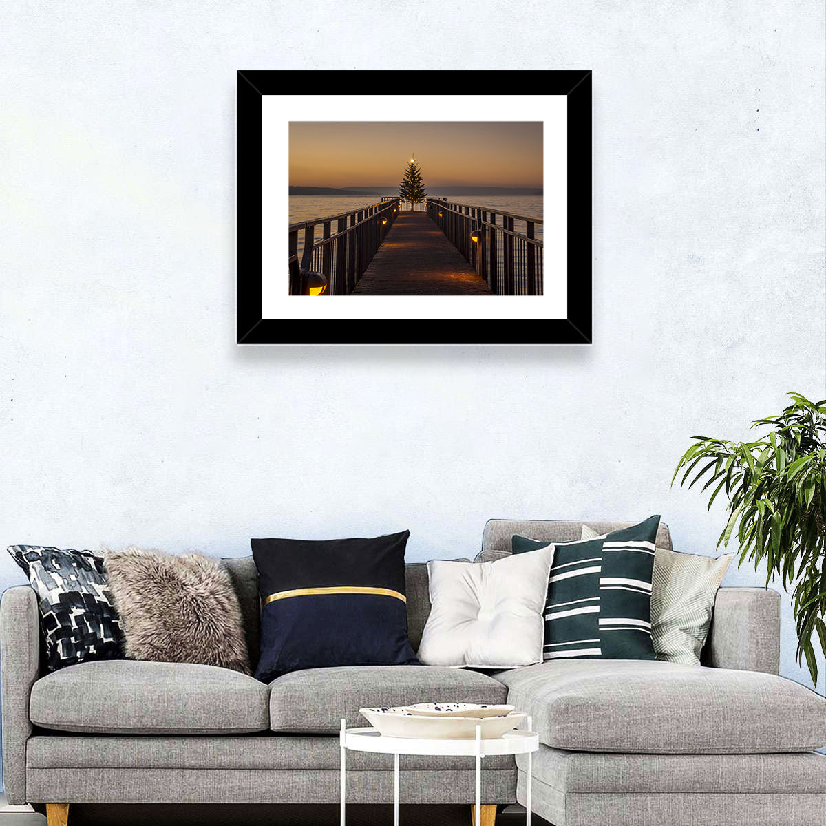 Skaneateles Lake Pier Wall Art in a room, landscape