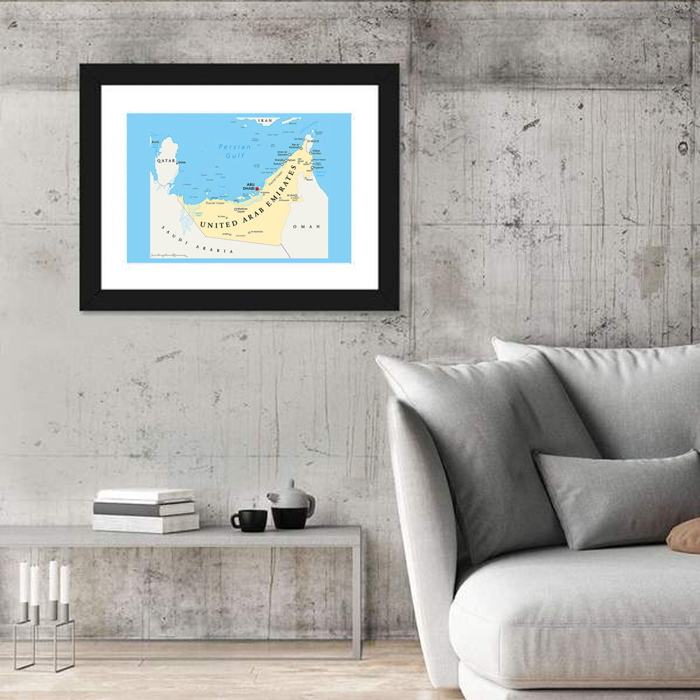 UAE Political Map Wall Art