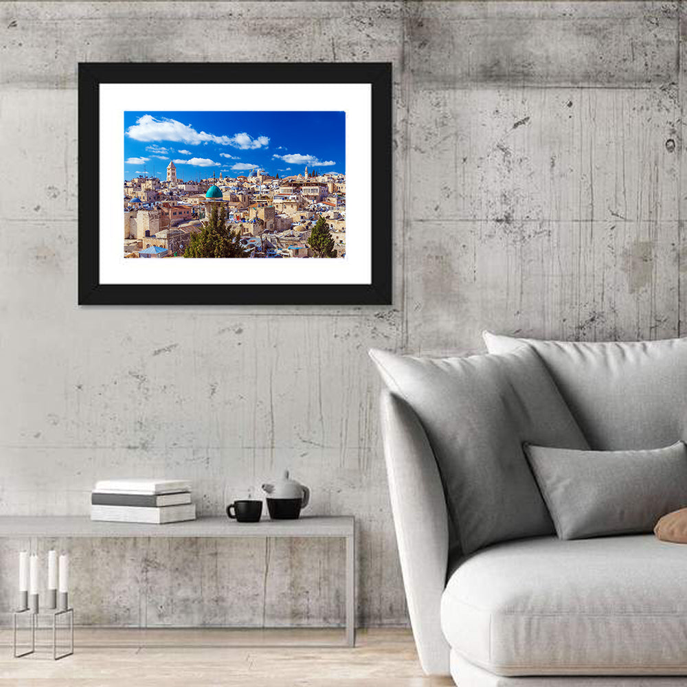 Jerusalem Old City Rooftops Wall Art in a room, landscape