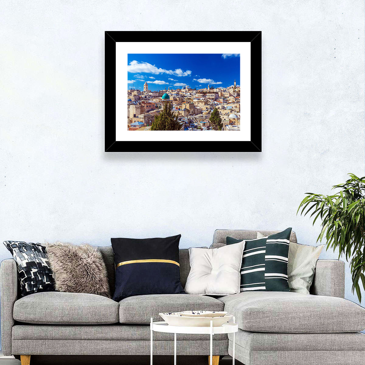 Jerusalem Old City Rooftops Wall Art in a room, landscape