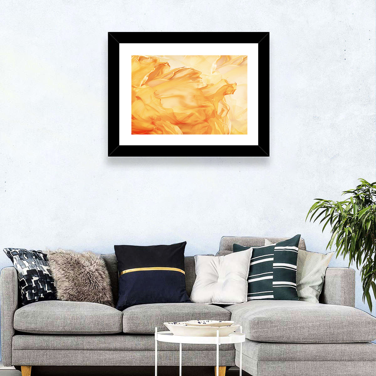 Golden Waving Cloth Abstract Wall Art