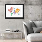 Colorful Country Name World Map Wall Art