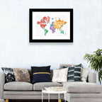 Colorful Country Name World Map Wall Art