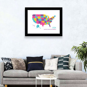 USA Detailed Map Wall Art