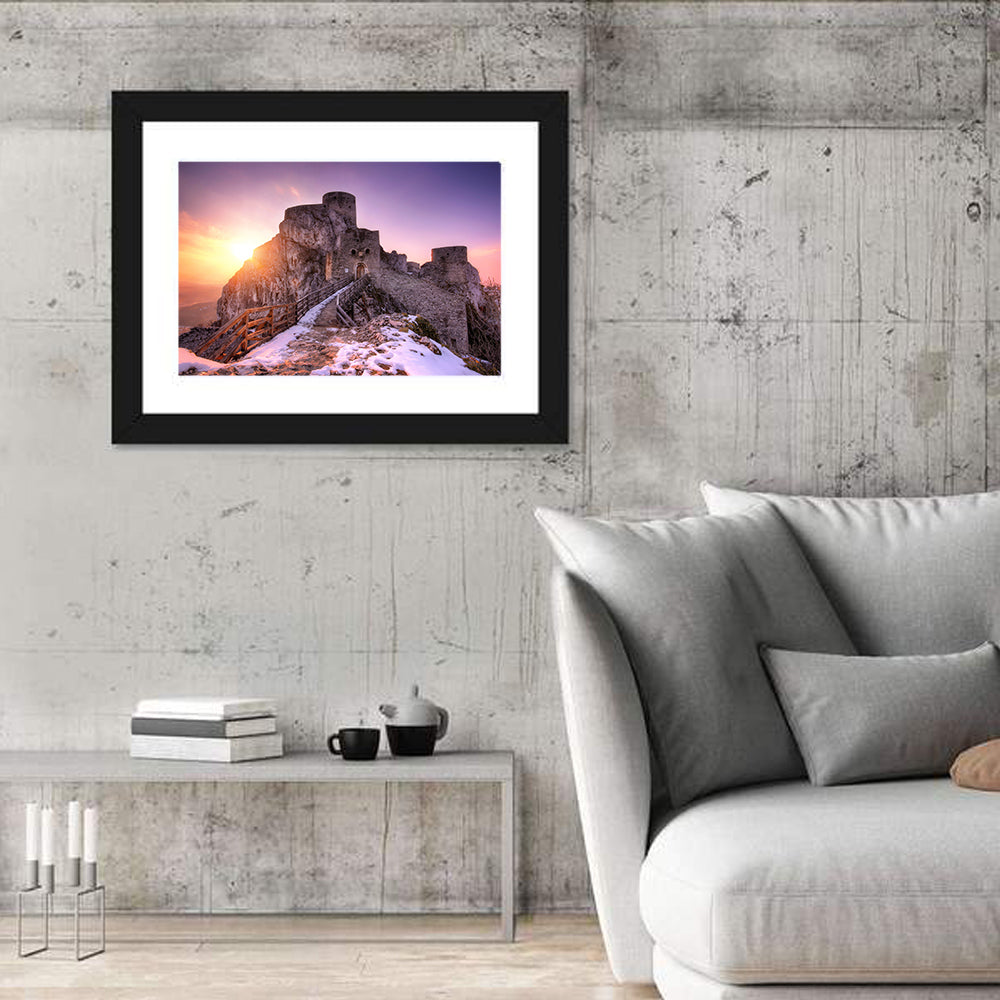 Ogrodzieniec Castle Ruins Wall Art in a room, landscape