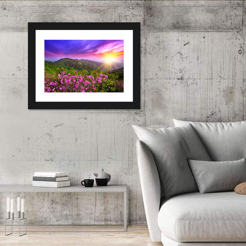 Hwangmaesan Mountain Sunset Wall Art in a room, landscape