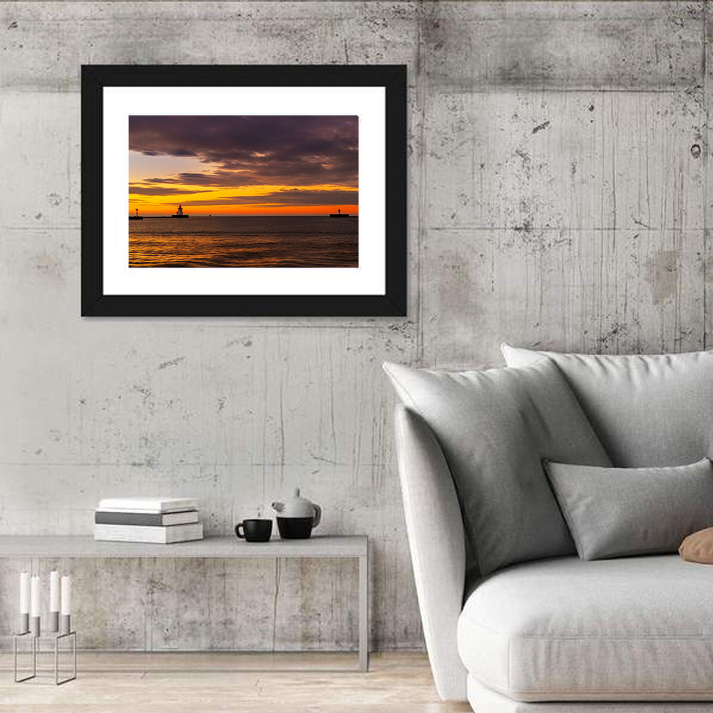Lake Erie Twin Beacons Wall Art in a room, landscape