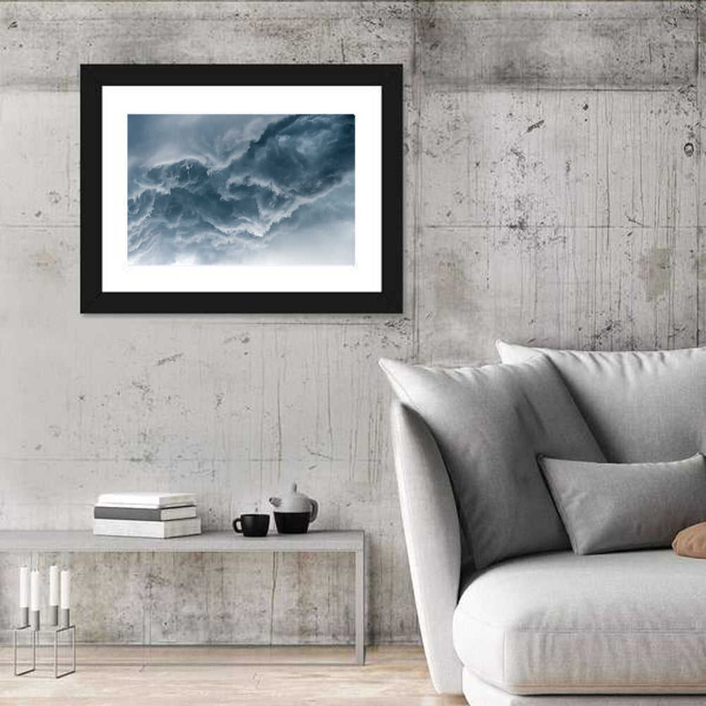 Turbulent Storm Cloud Abstract Wall Art in a room, landscape