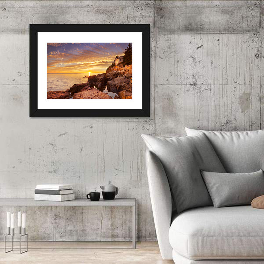 Bass Harbor Head Light at Sunset Wall Art