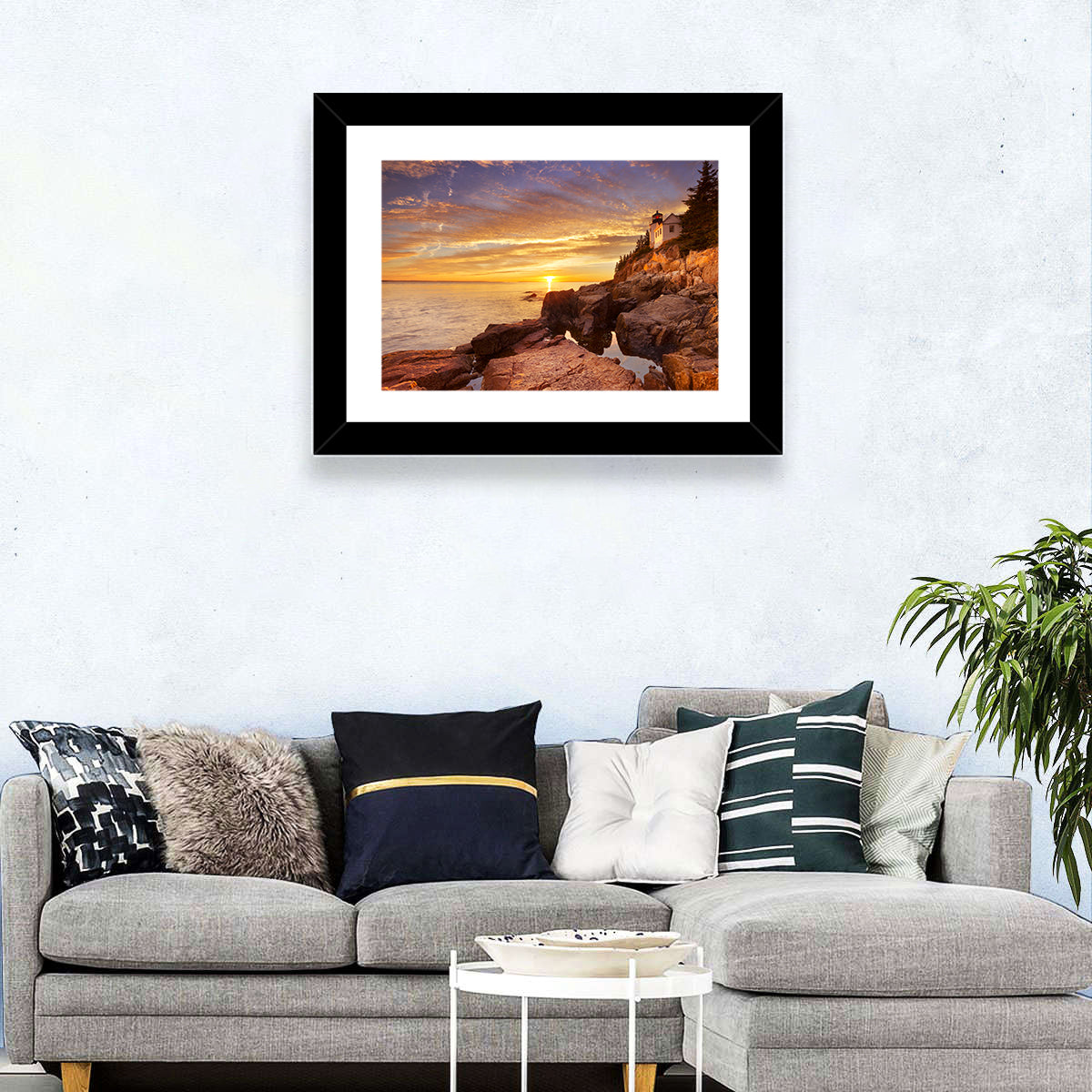 Bass Harbor Head Light at Sunset Wall Art in a room, landscape