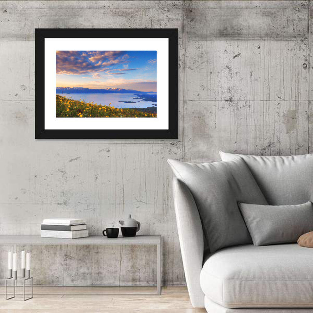 Abisko National Park Sunrise Wall Art in a room, landscape