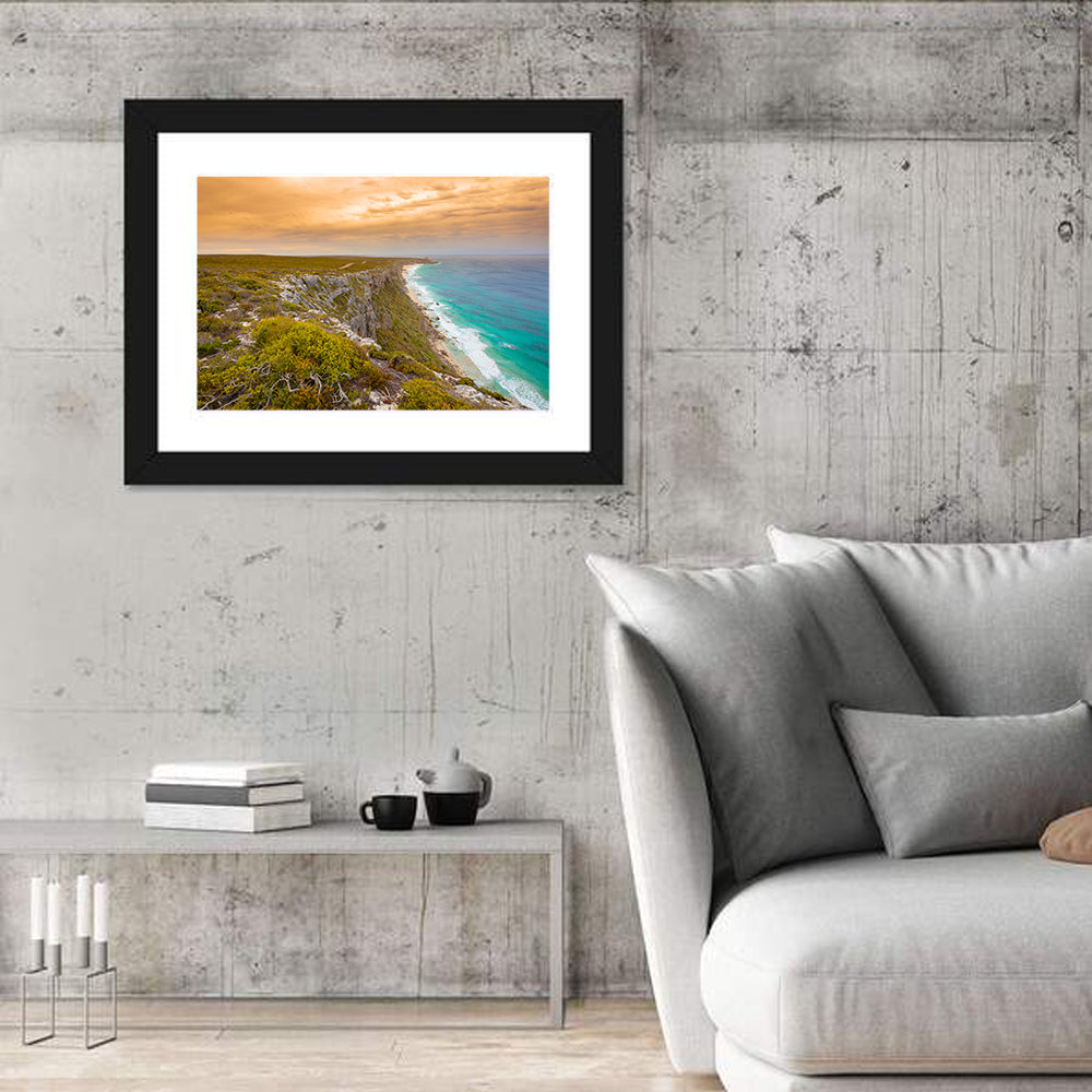 Kangaroo Island Turquoise Cliff Coast Wall Art in a room, landscape