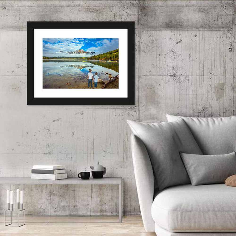 Pyramid Lake Reflection Wall Art in a room, landscape