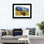 Red Alpine Train at Eiger Wall Art