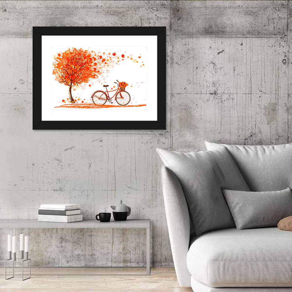 Autumn Bicycle Illustration Wall Art