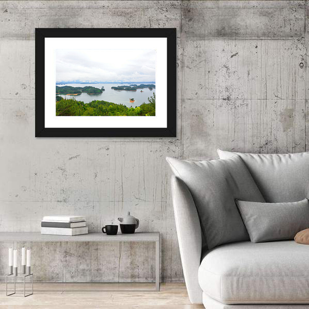 Qiandao Lake Islands View Wall Art in a room, landscape