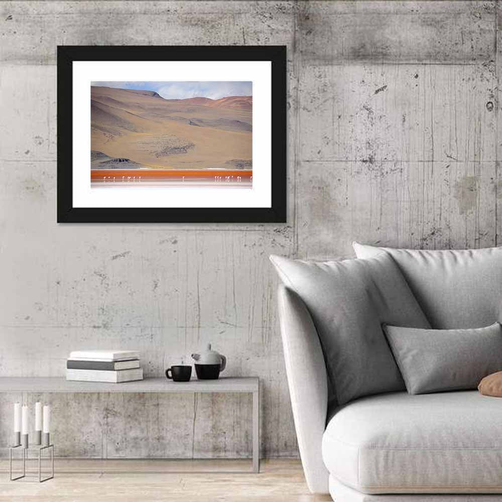 Flamingos at Laguna Colorada Wall Art in a room, landscape