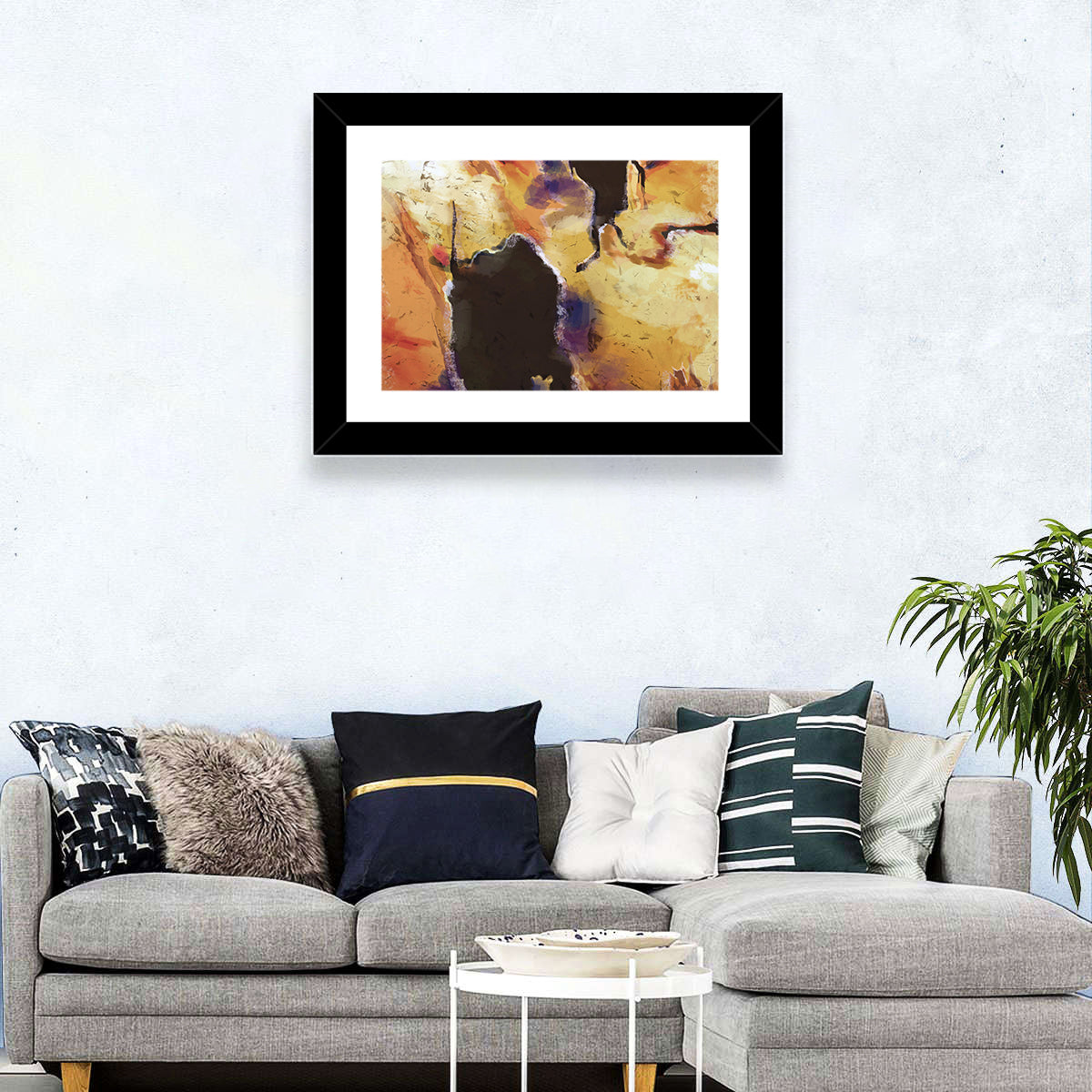Merging Continents Textured Abstract Wall Art in a room, landscape