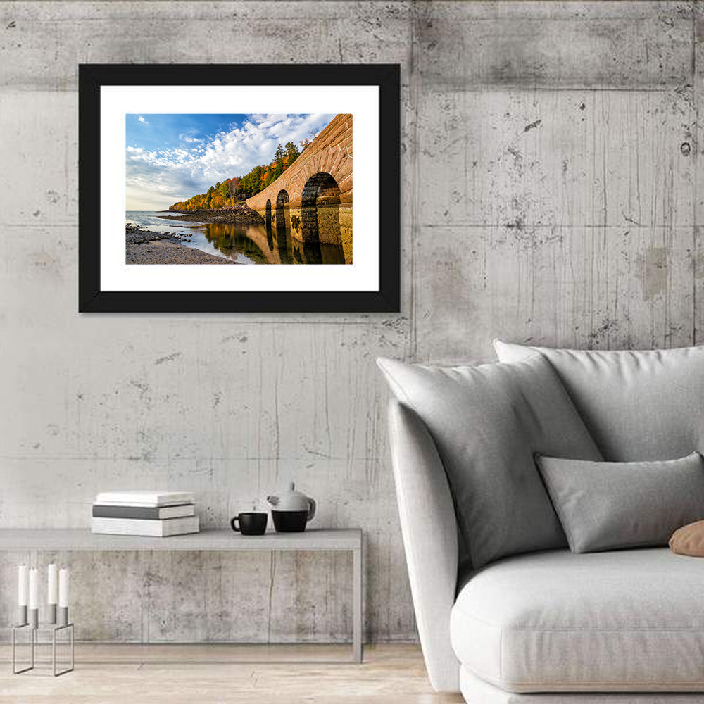 Ells Pier Stone Bridge Wall Art in a room, landscape