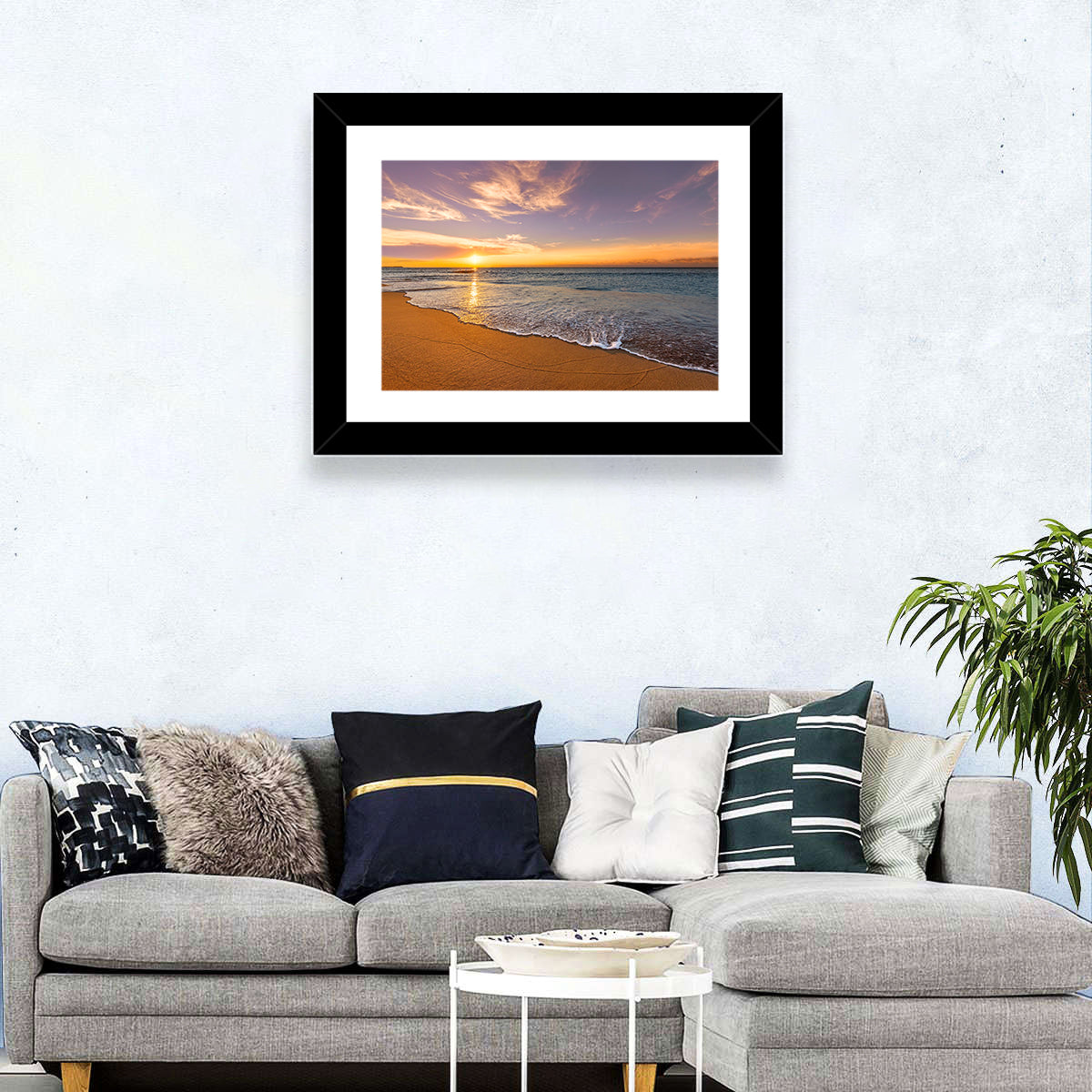 Sunrise Over Ocean Beach Wall Art