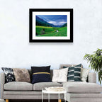 Snow-capped Peaks and Floral Meadow Wall Art