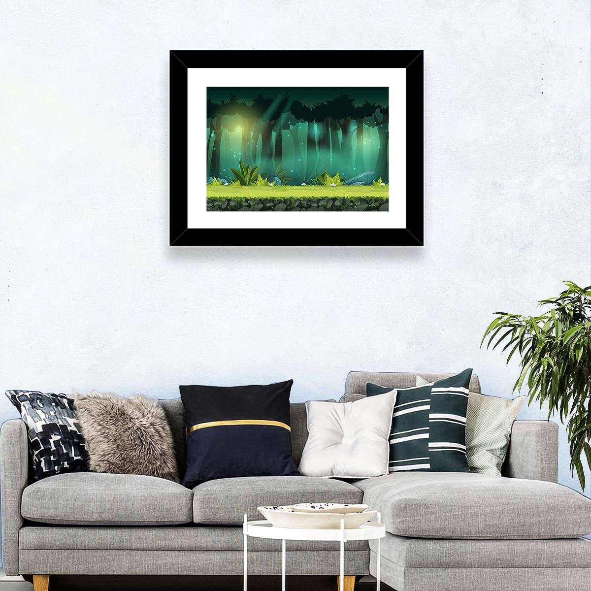 Enchanted Digital Forest Landscape Wall Art