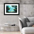 Enchanted Forest Waterfall Illustration Wall Art