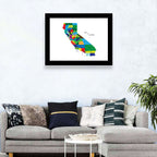 California Map with Colored Counties Wall Art