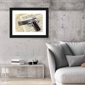 Hand Gun With US Constitution Wall Art