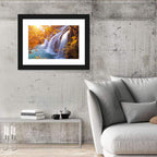 Golden Hour Waterfall in Autumn Forest Wall Art