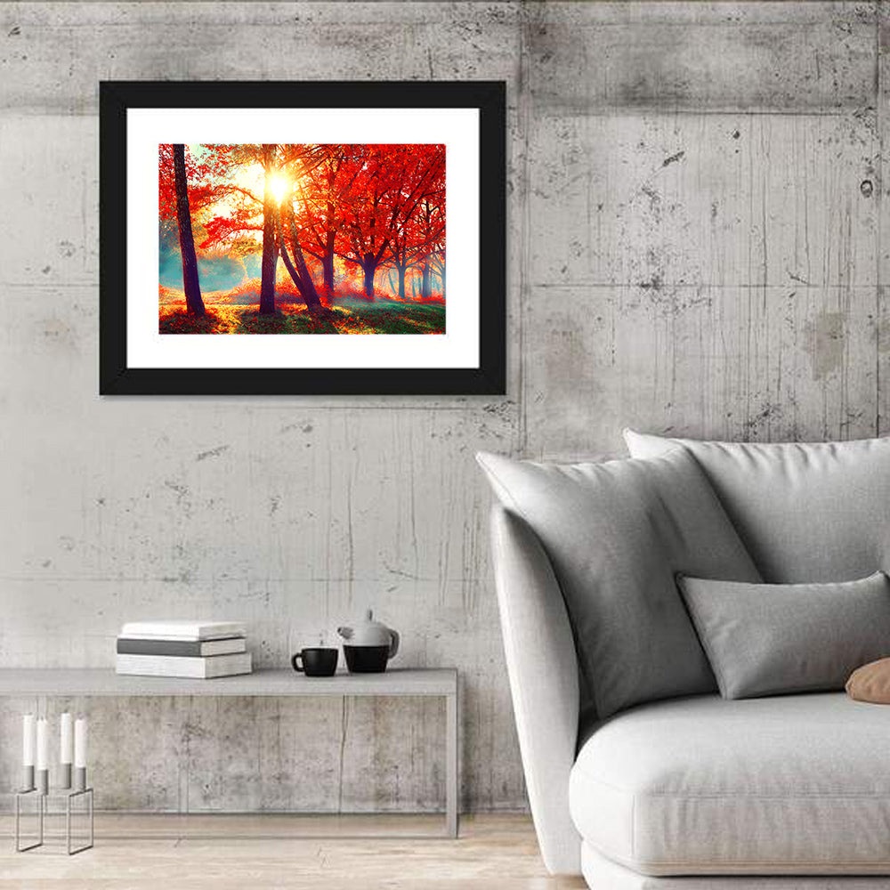 Autumn Park Sunrise Wall Art