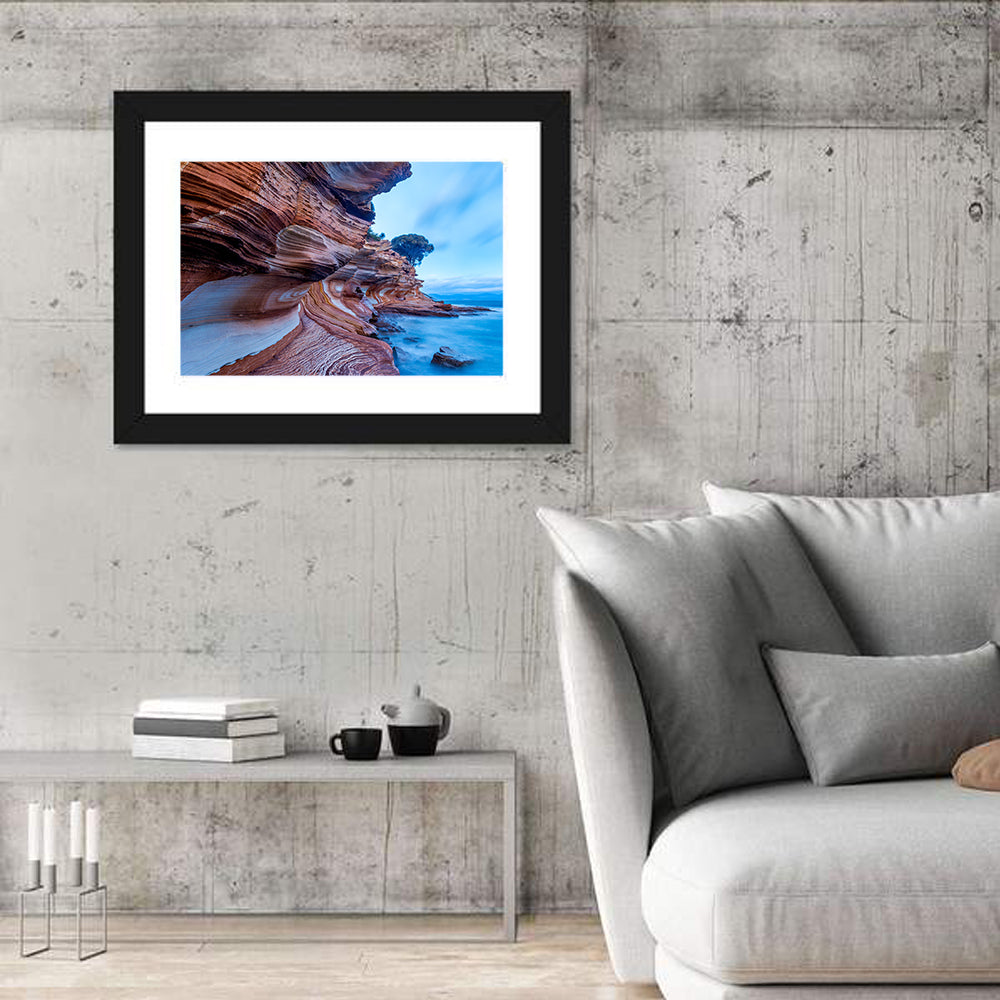 Painted Cliffs, Maria Island Wall Art in a room, landscape