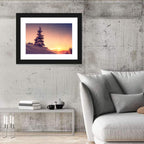 Snowy Sunset with Conifer Wall Art