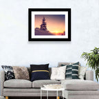 Snowy Sunset with Conifer Wall Art