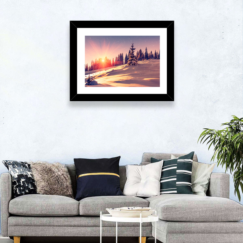 Winter Mountains Sunrise Wall Art
