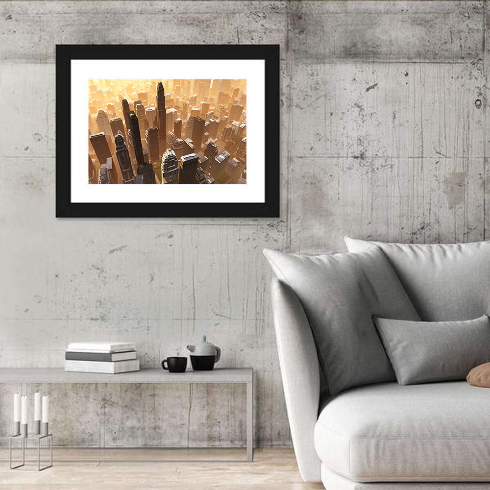 Arizona Skyscrapers at Golden Hour Wall Art in a room, landscape