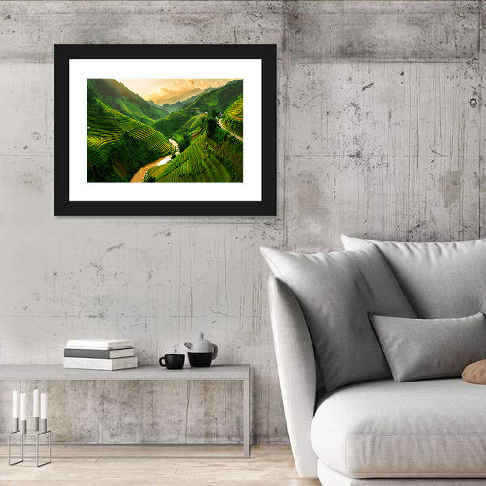 Mu Cang Chai Rice Terraces Wall Art in a room, landscape