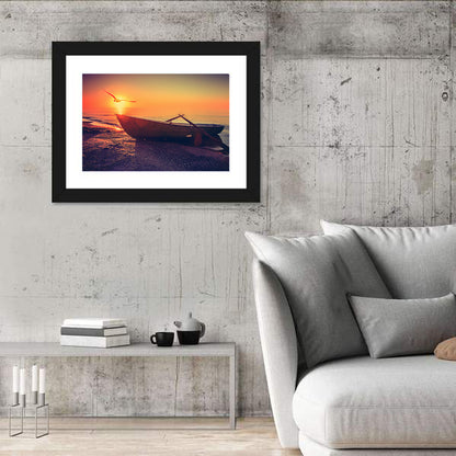 Fishing Boat Sunset Wall Art