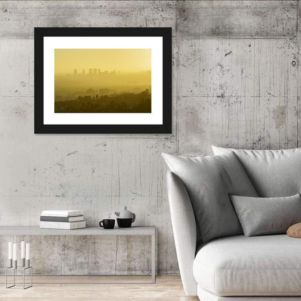 Westwood Los Angeles in Golden Haze Wall Art in a room, landscape