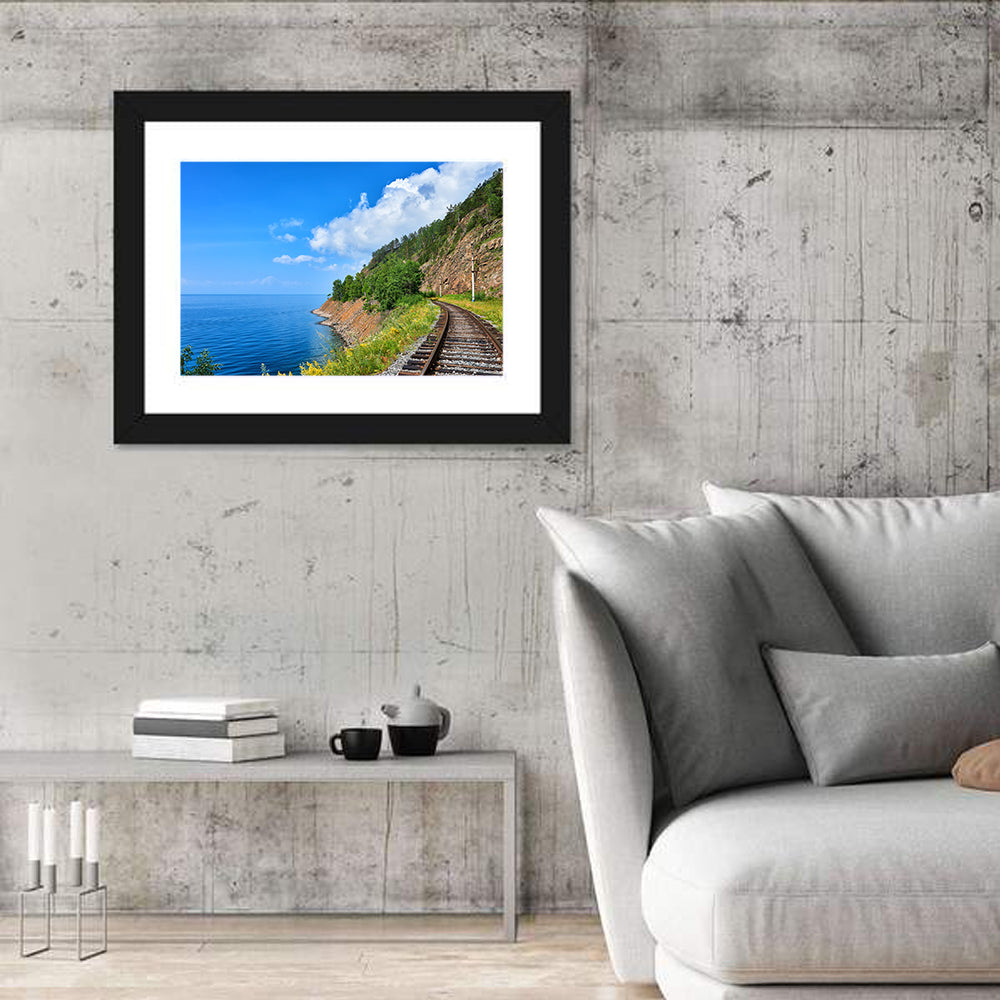 Circum Baikal Track by Lake Wall Art in a room, landscape