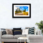Sunlit Tuscany Cypress Road Wall Art