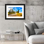 Sunlit Tuscany Cypress Road Wall Art